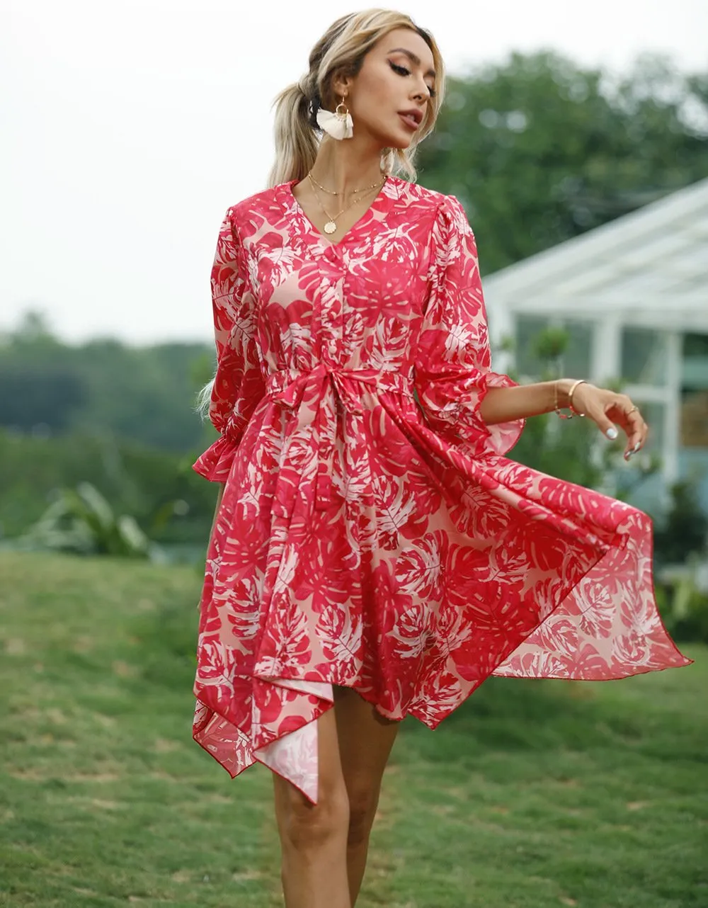 Women Summer Half Sleeves Mini Dresses