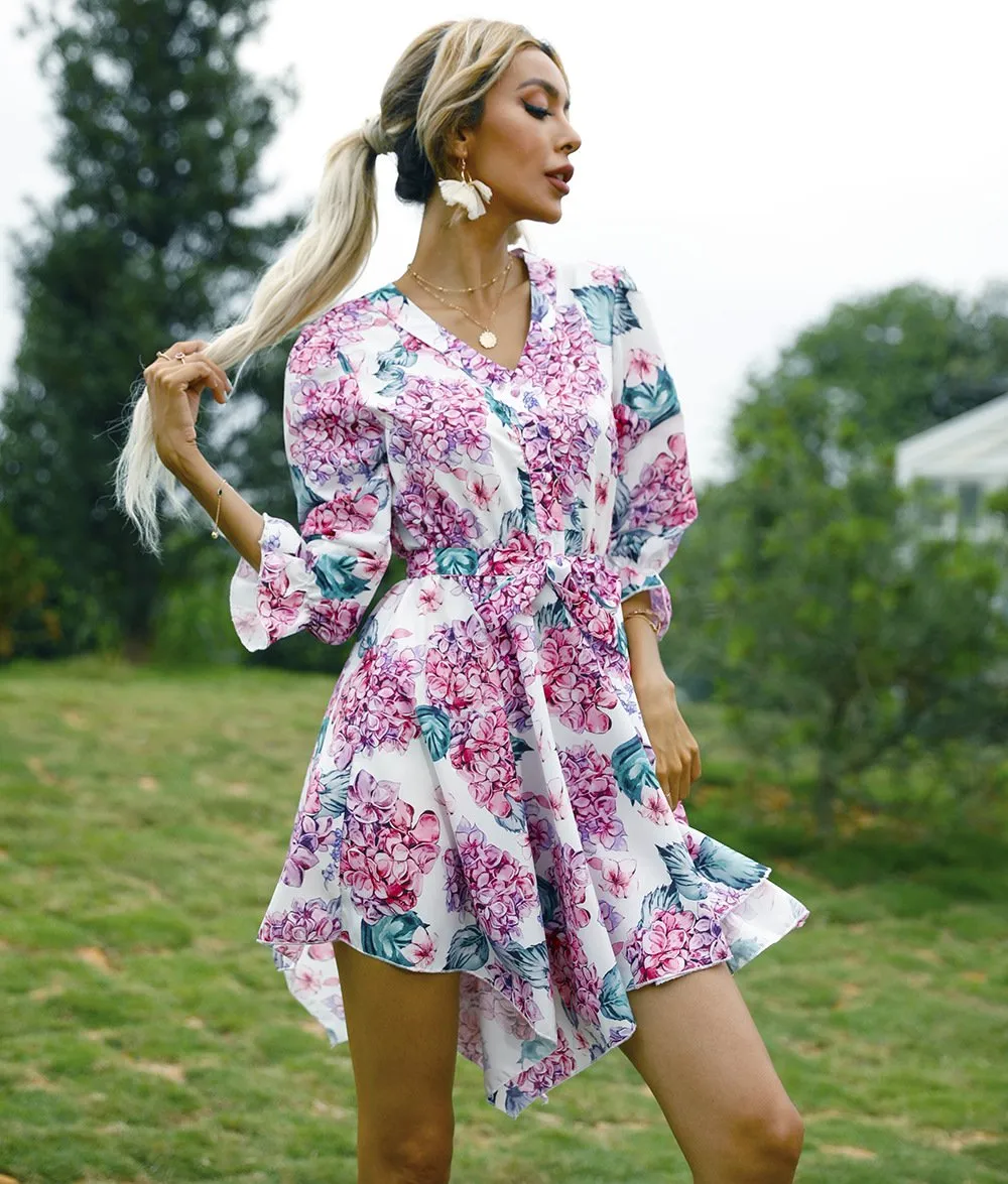 Women Summer Half Sleeves Mini Dresses