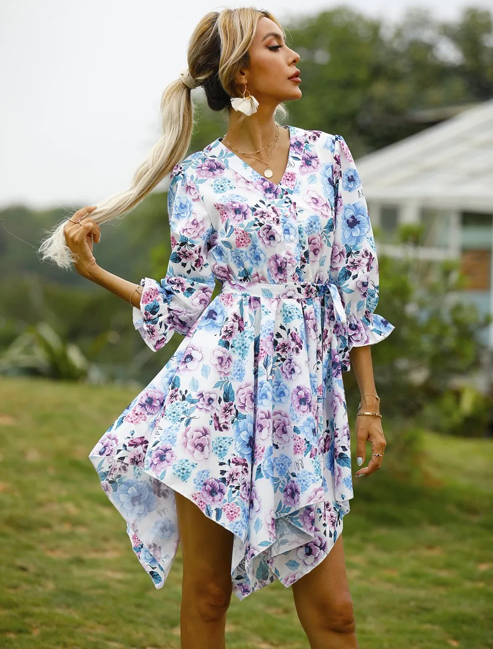 Women Summer Half Sleeves Mini Dresses