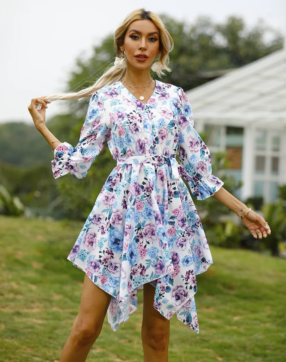 Women Summer Half Sleeves Mini Dresses