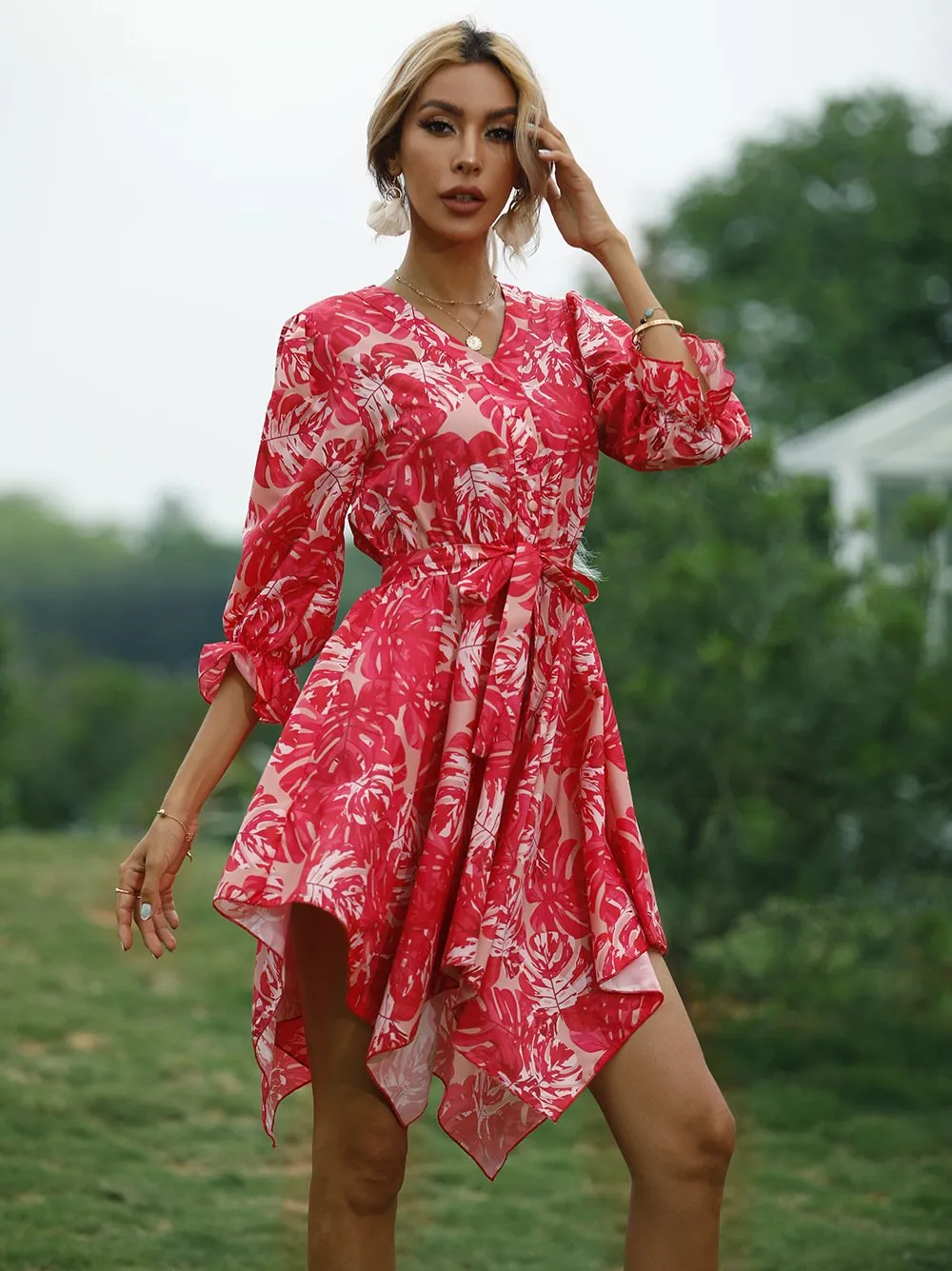 Women Summer Half Sleeves Mini Dresses