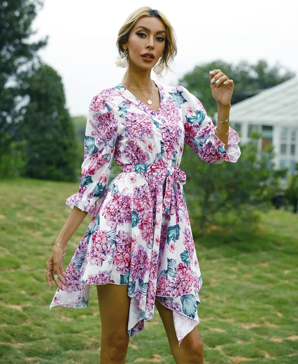 Women Summer Half Sleeves Mini Dresses