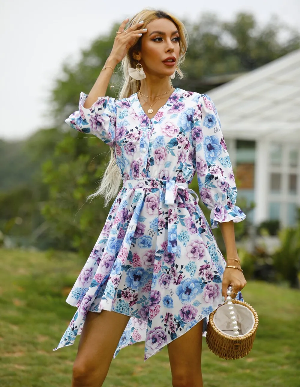 Women Summer Half Sleeves Mini Dresses
