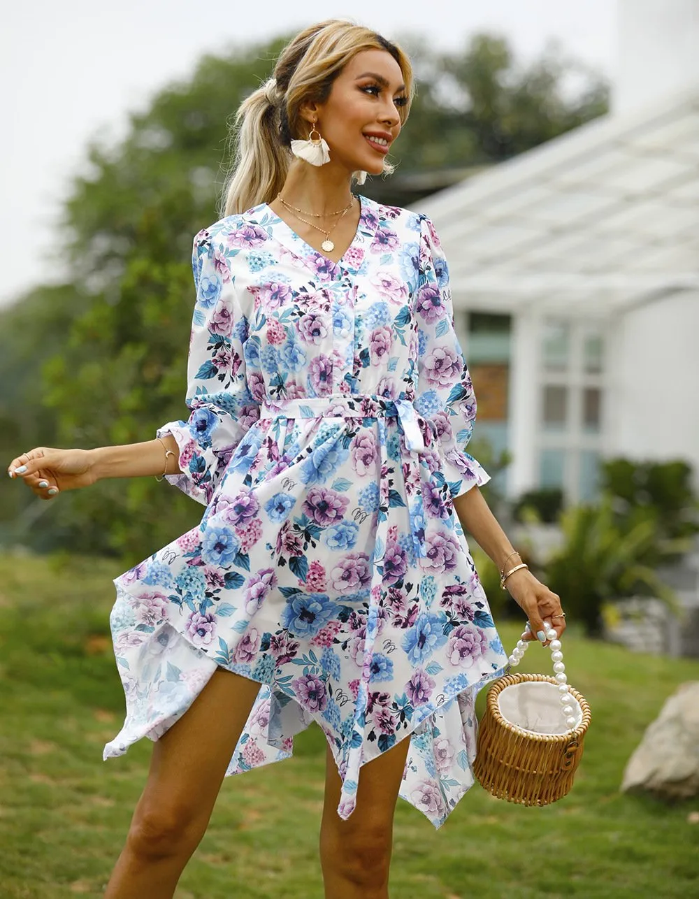 Women Summer Half Sleeves Mini Dresses