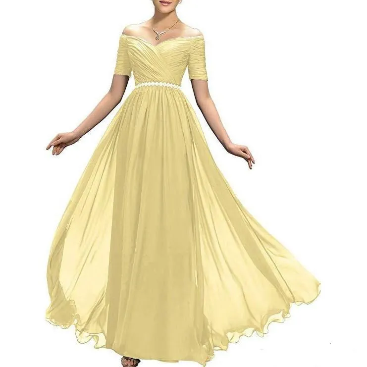 Womens Chiffon Bridesmaid Dress Aline Wedding Guest Gown