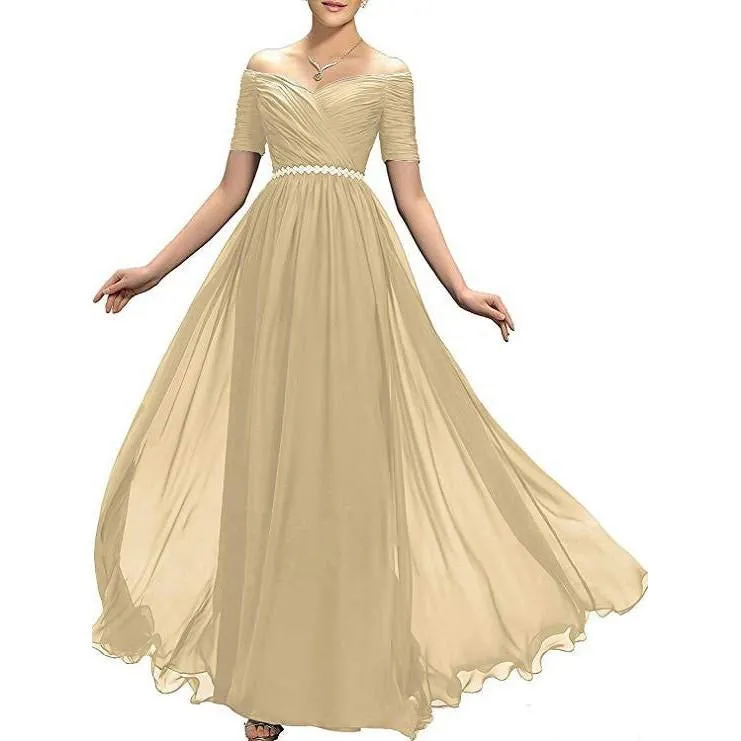 Womens Chiffon Bridesmaid Dress Aline Wedding Guest Gown