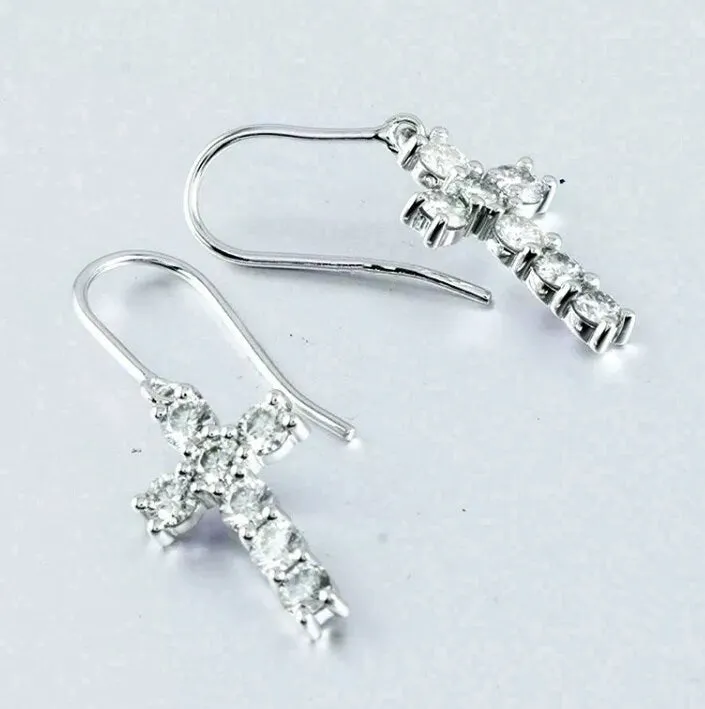 Womens Cross Earrings | Cross Earrings Women | Diamond Earrings | Dangle Earrings | Cross Earrings | Cross Dangle Earrings | Womens Earrings