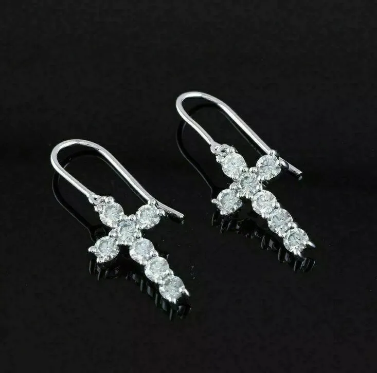 Womens Cross Earrings | Cross Earrings Women | Diamond Earrings | Dangle Earrings | Cross Earrings | Cross Dangle Earrings | Womens Earrings