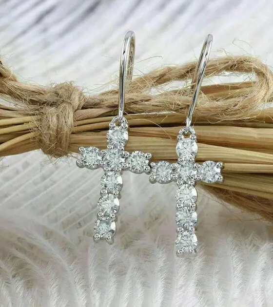 Womens Cross Earrings | Cross Earrings Women | Diamond Earrings | Dangle Earrings | Cross Earrings | Cross Dangle Earrings | Womens Earrings