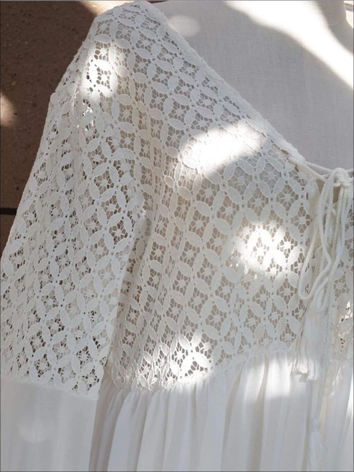 Women's Flare Sleeve Lace Up Chiffon Maxi Dress
