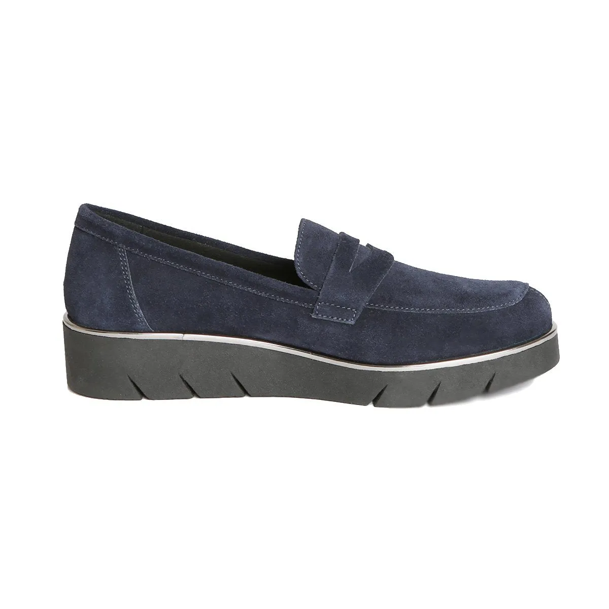 Women's FLEXX | Harrow Wedge Penny Loafer | Suede Navy