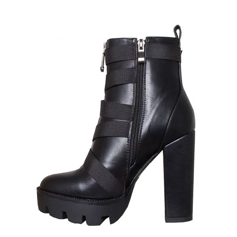 Women's Thick Heel Black Boots