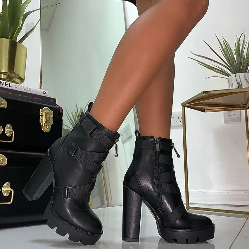 Women's Thick Heel Black Boots