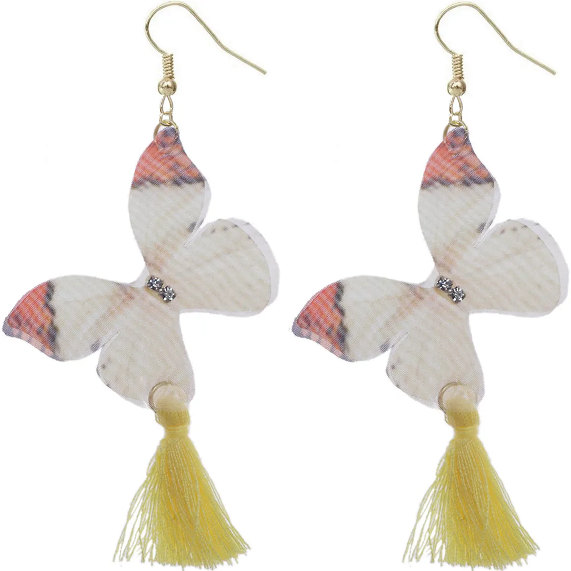Yellow Butterfly Tassel Tulle Earrings