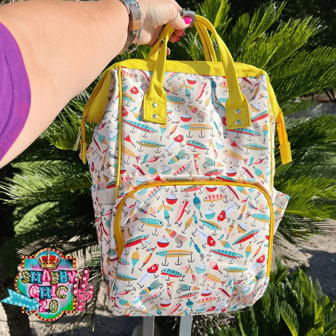 Yellow Fishing Lure Diaper Bag Backpack