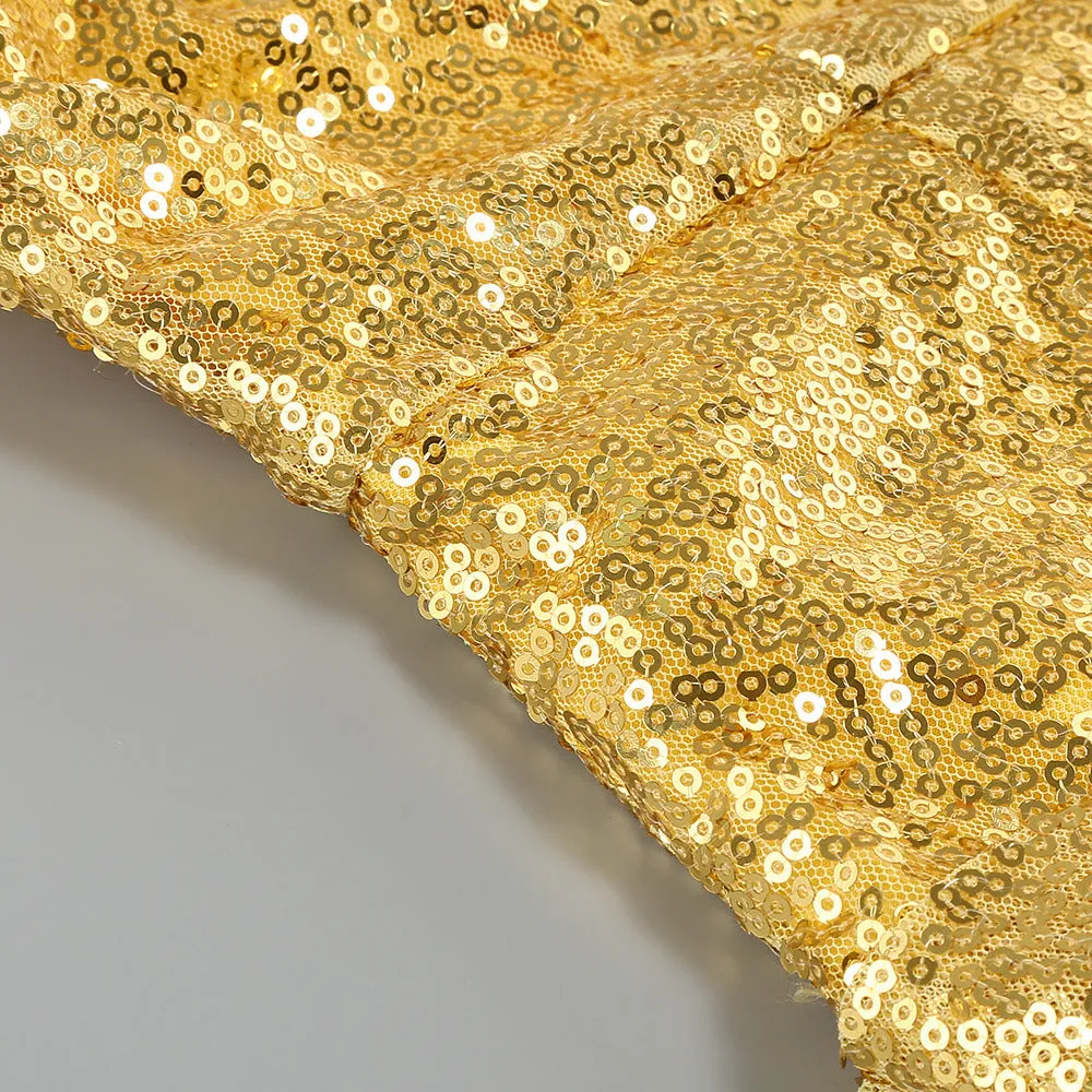 YelLow Strapless Sequin Mini Dress