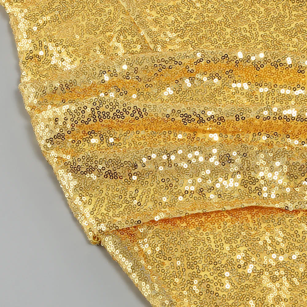 YelLow Strapless Sequin Mini Dress