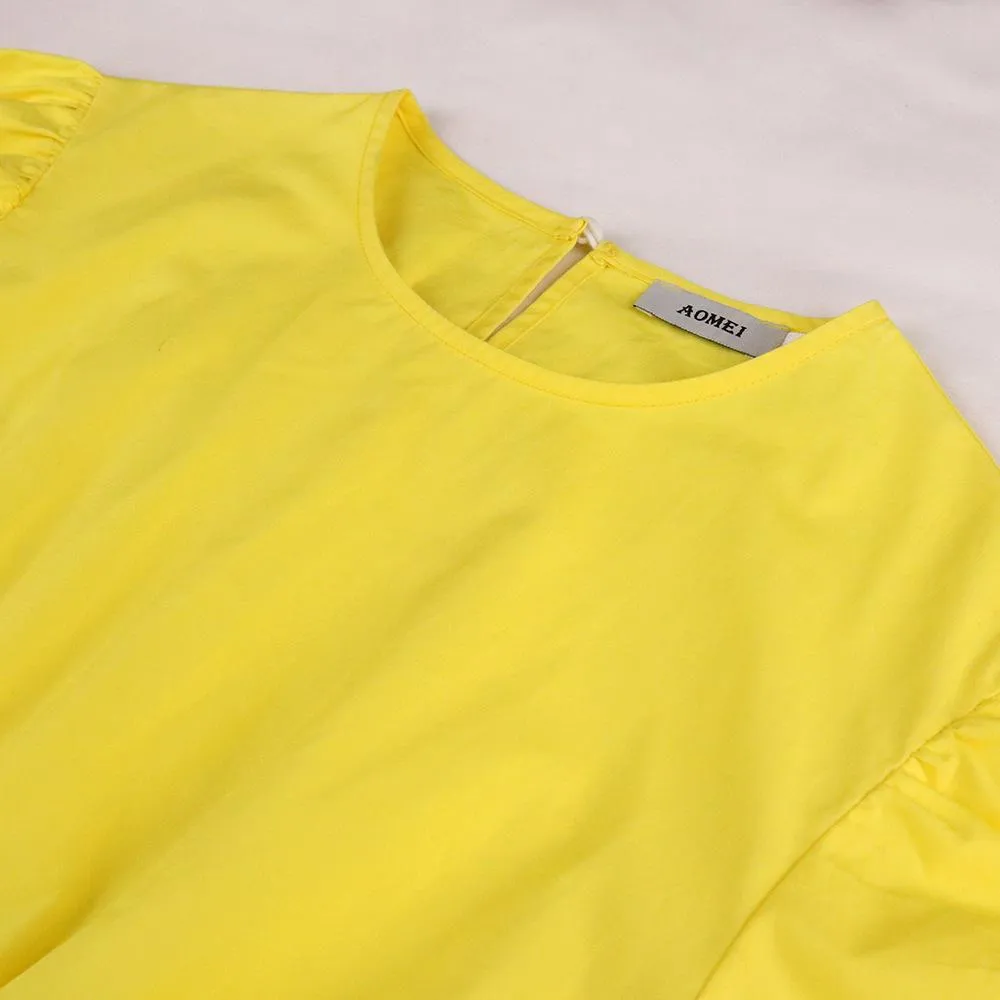 Yellow Women Ruffled Plus Sizes Short Dresses