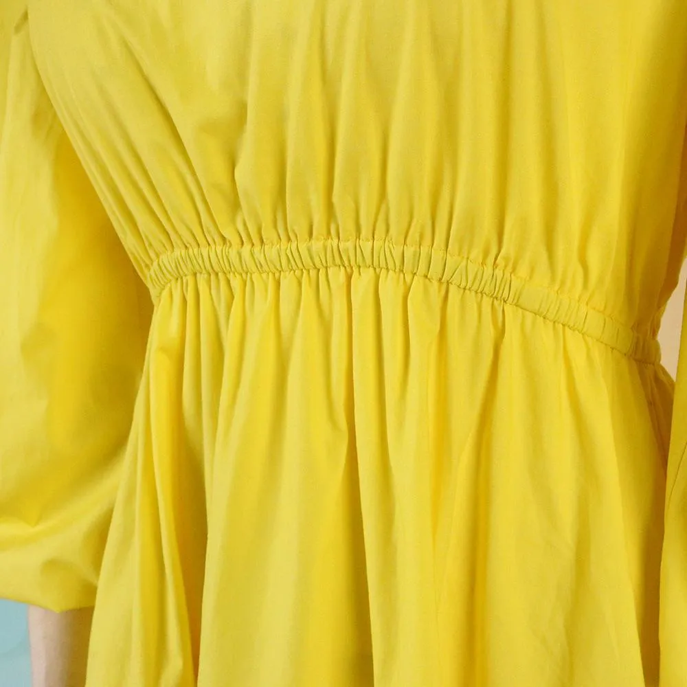 Yellow Women Ruffled Plus Sizes Short Dresses