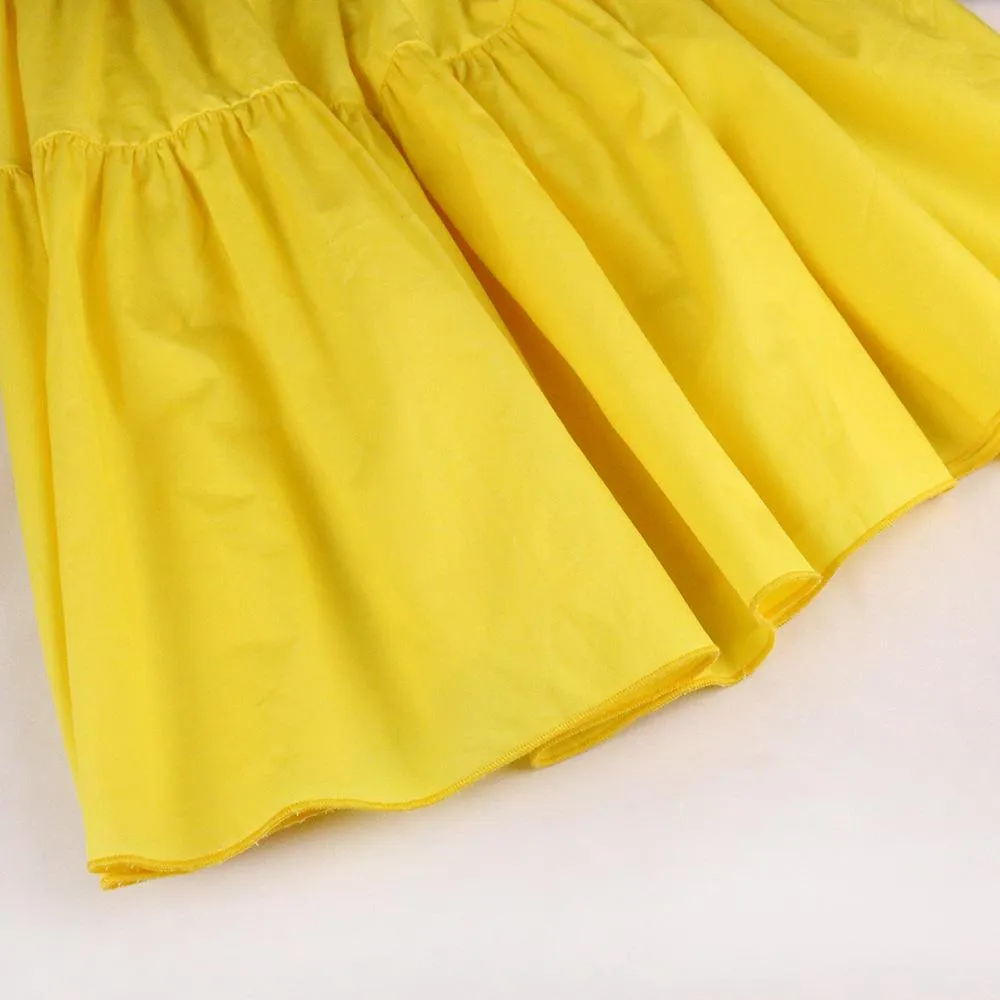 Yellow Women Ruffled Plus Sizes Short Dresses